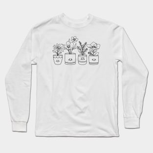 Flower Pot Friends in Black Long Sleeve T-Shirt